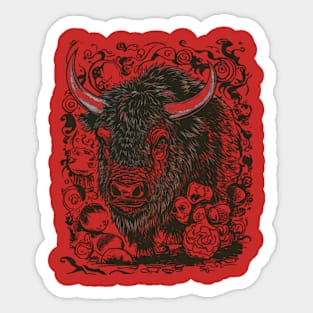 Bitter Bison Japanese Art Print Sticker